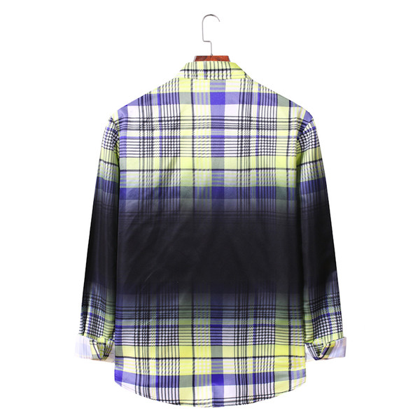 Modern férfi kockás ing klasszikus gallérral és hosszú ujjal