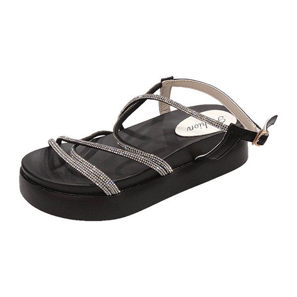 Modern női szandál kövekkel és magas talppal