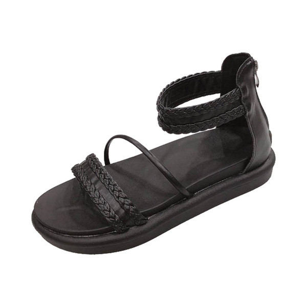 Női alkalmi szandál cipzárral és lapos talppal