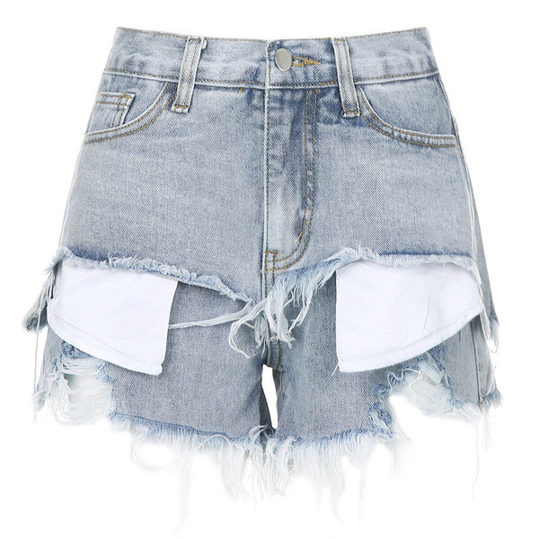 Női rövidnadrág ÚJ modell magas derékkal, szakadt motívumokkal