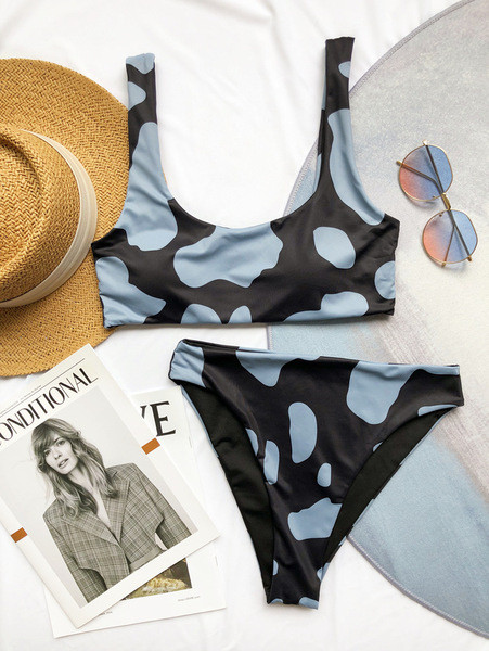 UUS mudeli naiste kaheosaline kõrge vöökohaga ujumistrikoo