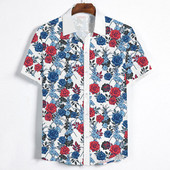 ÚJ modell férfi alkalmi ing klasszikus gallérral és virágmintával, nyárra illően