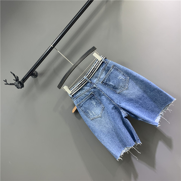 Új modell alkalmi 3/4-es női nadrág övvel és hímzéssel