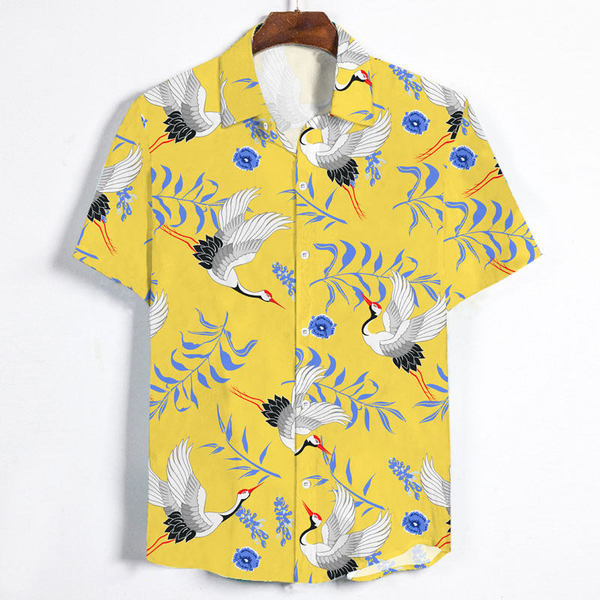 Modern férfi ing klasszikus gallérral és rövid ujjal