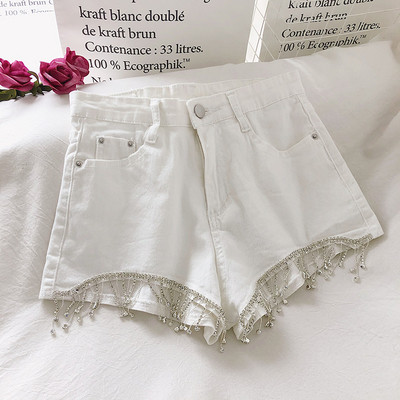 Alkalmi női rövidnadrág farmerből és kövekből