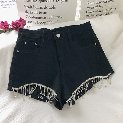 Alkalmi női rövidnadrág farmerből és kövekből