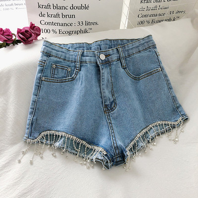 Alkalmi női rövidnadrág farmerből és kövekből