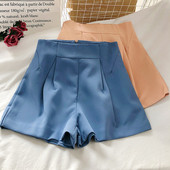 Egyszínű női rövidnadrág magas derékkal