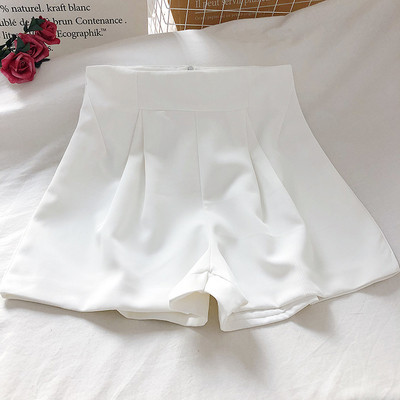 Egyszínű női rövidnadrág magas derékkal