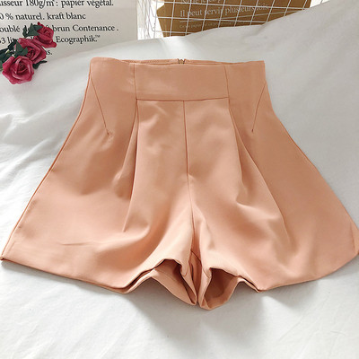 Egyszínű női rövidnadrág magas derékkal