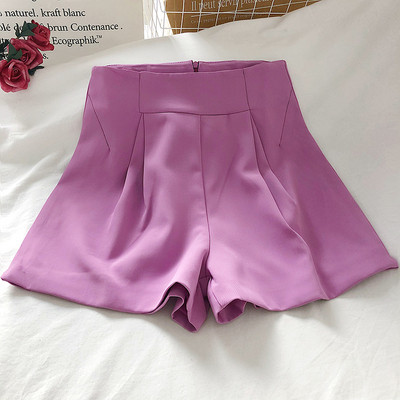Egyszínű női rövidnadrág magas derékkal