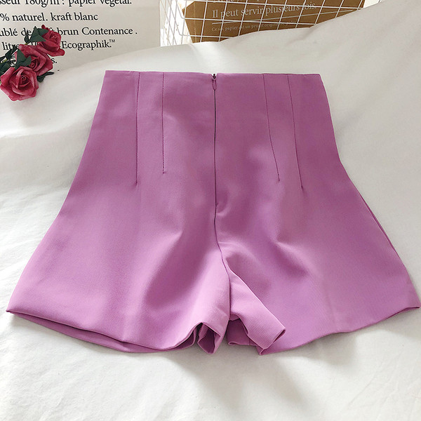 Egyszínű női rövidnadrág magas derékkal