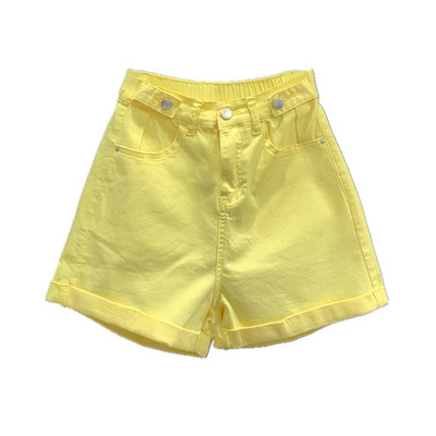 Női rövidnadrág új modell magas derékkal, sárga színben