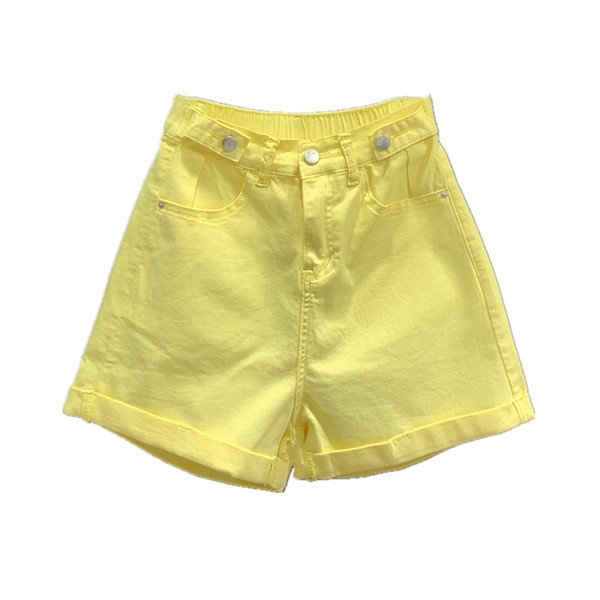 Női rövidnadrág új modell magas derékkal, sárga színben