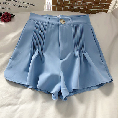 Alkalmi női rövidnadrág magas derékkal, gombbal