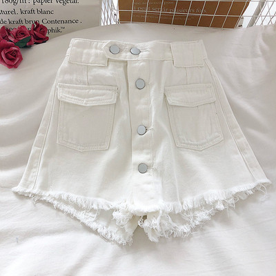 Női rövid farmer, gombokkal és zsebekkel