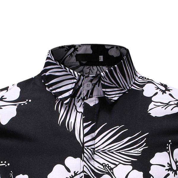 Modern férfi ing virágmintával és klasszikus gallérral