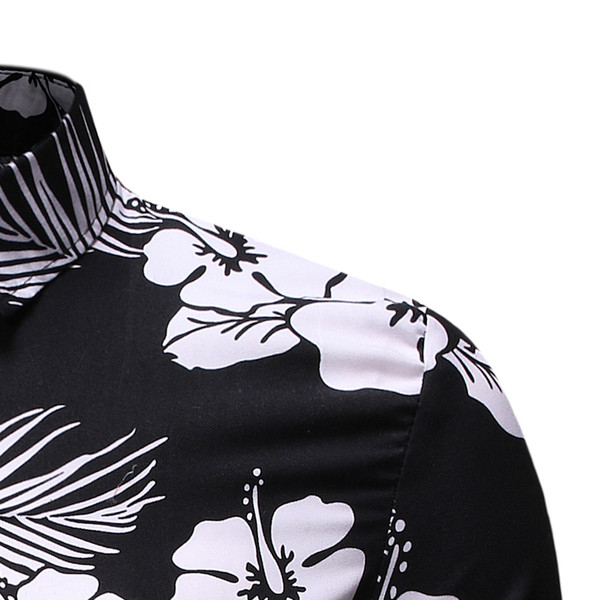 Modern férfi ing virágmintával és klasszikus gallérral