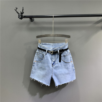 Нов модел дамски дънкови панталони с колан и скъсани елементи