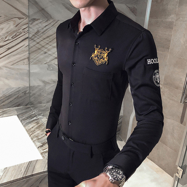 Új modell modern férfi ing rátéttel