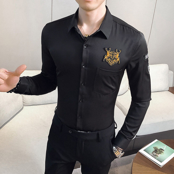 Új modell modern férfi ing rátéttel