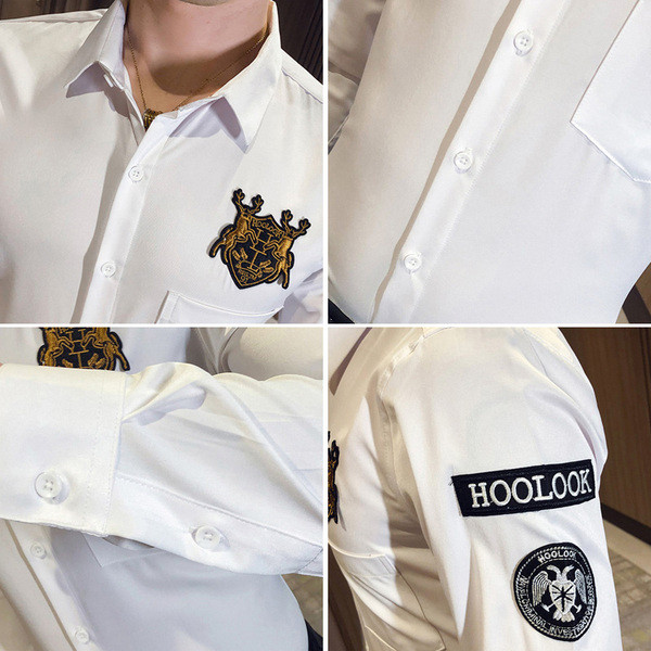 Új modell modern férfi ing rátéttel