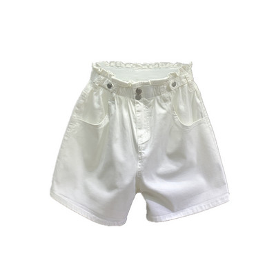 Női farmer rövidnadrág magas derékkal, fehér színben