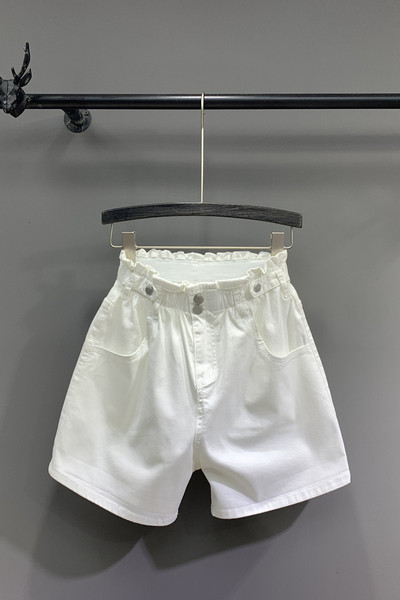 Női farmer rövidnadrág magas derékkal, fehér színben