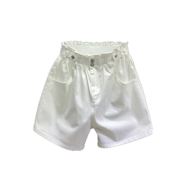 Női farmer rövidnadrág magas derékkal, fehér színben