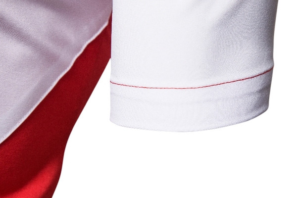 Modern férfi ing klasszikus gallérral és piros gombokkal