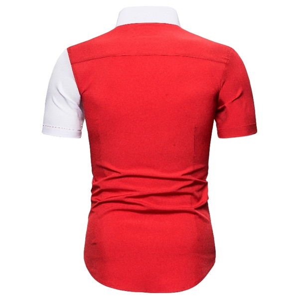 Modern férfi ing klasszikus gallérral és piros gombokkal