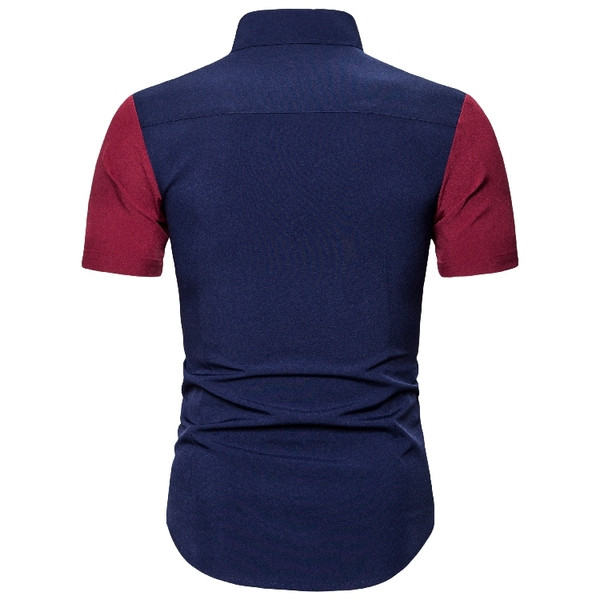 Modern férfi ing klasszikus gallérral és rövid ujjú kék színben