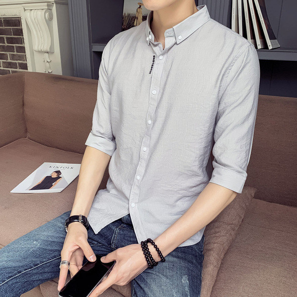 Nyári férfi ing 3/4-es ujjal és gombbal