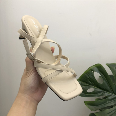 Öko bőrből készült női szandál, eco bőr pántokkal