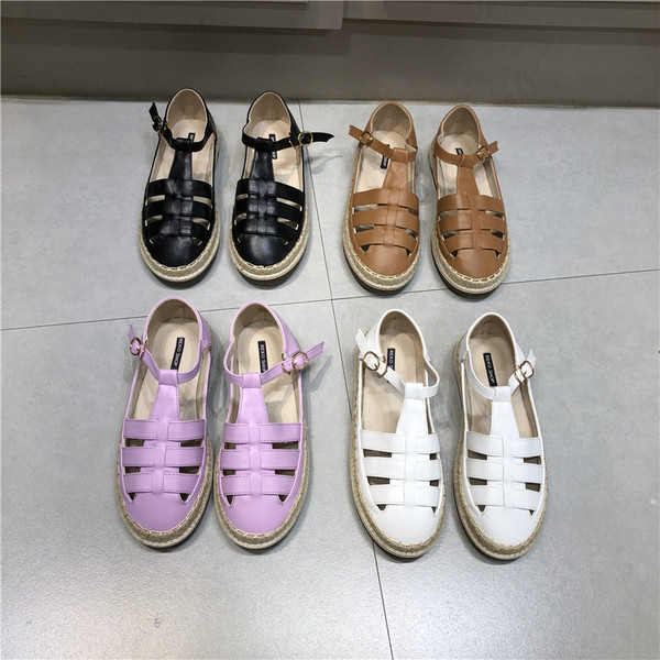 Eko bőrből készült női szandál lapos talppal