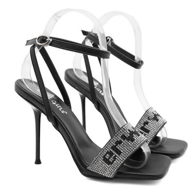 Női szandál köves díszítéssel, 12 cm-es sarokkal