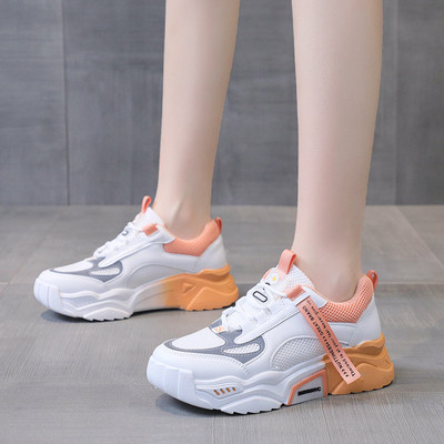 Γυναικεία πάνινα παπούτσια με κορδόνια και ψηλή σόλα