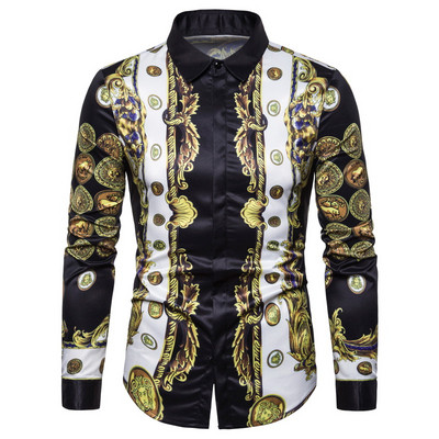 NAUJO modelio vyriški marškiniai su klasikine apykakle ir ilgomis rankovėmis juodos spalvos