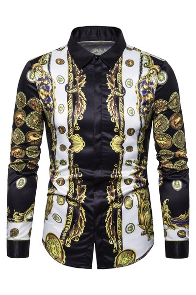 NAUJO modelio vyriški marškiniai su klasikine apykakle ir ilgomis rankovėmis juodos spalvos