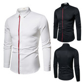 Modern férfi ing klasszikus gallérral és színes szegéllyel