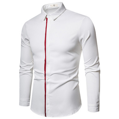 Modern férfi ing klasszikus gallérral és színes szegéllyel