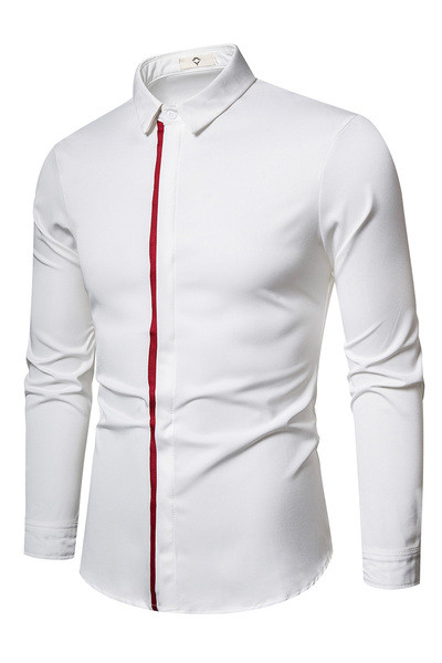 Modern férfi ing klasszikus gallérral és színes szegéllyel