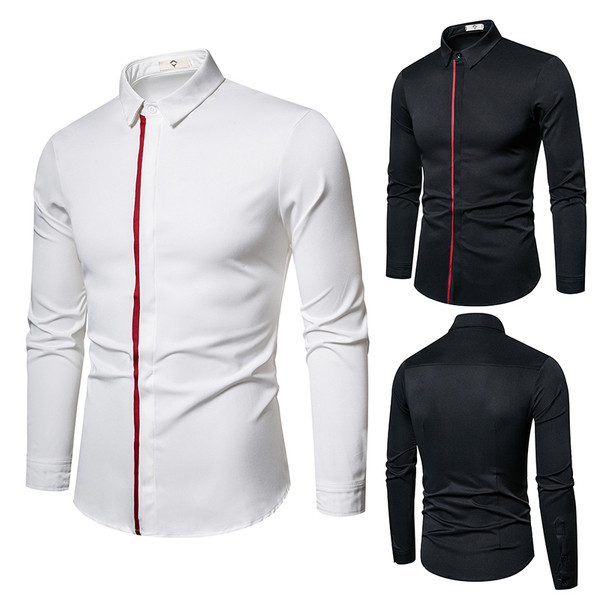 Modern férfi ing klasszikus gallérral és színes szegéllyel