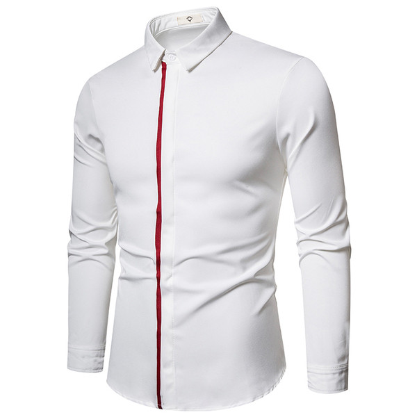 Modern férfi ing klasszikus gallérral és színes szegéllyel