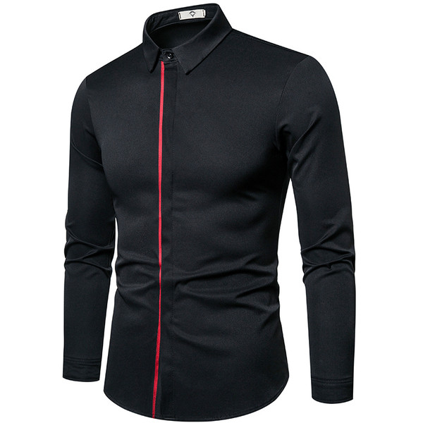 Modern férfi ing klasszikus gallérral és színes szegéllyel