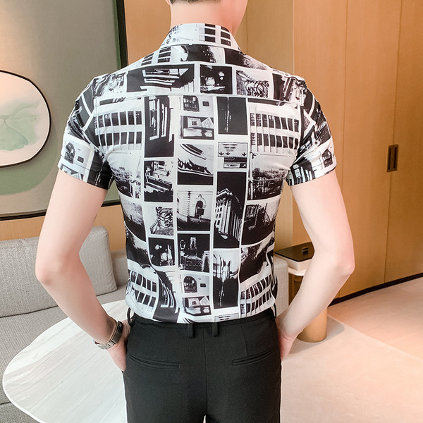 Modern férfi ing klasszikus gallérral és rövid ujjal