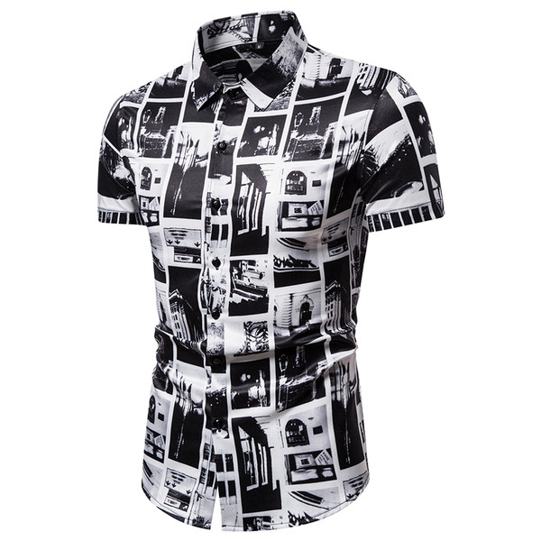 Modern férfi ing klasszikus gallérral és rövid ujjal