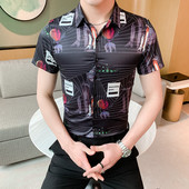 ÚJ modell férfi ing színes mintával és rövid ujjal