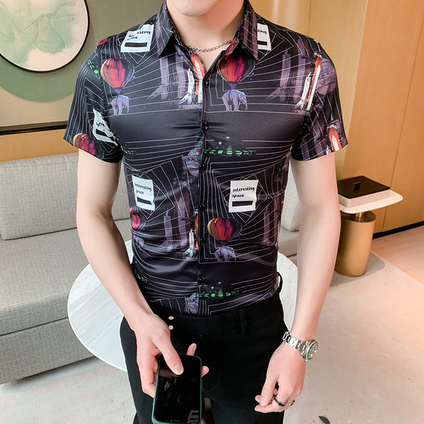 ÚJ modell férfi ing színes mintával és rövid ujjal