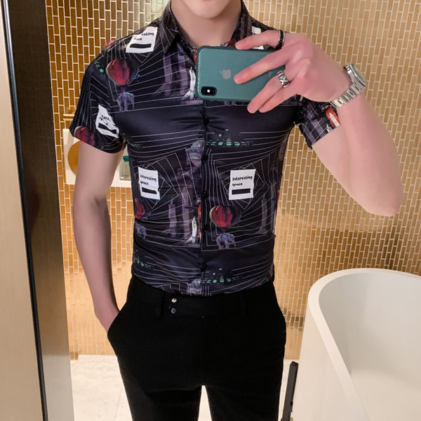 ÚJ modell férfi ing színes mintával és rövid ujjal